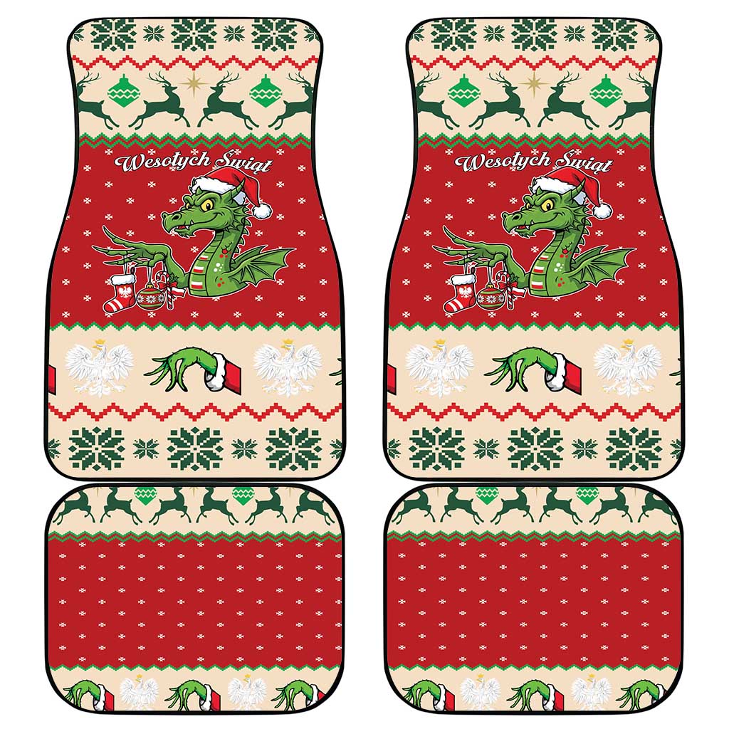 Poland Dinosaur Christmas Car Mats Polish Smok Wawelski Wesołych Swiat - Wonder Print Shop