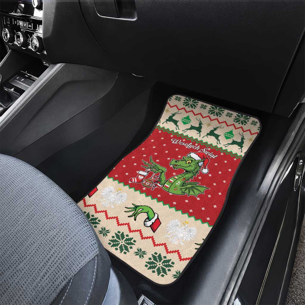 Poland Dinosaur Christmas Car Mats Polish Smok Wawelski Wesołych Swiat - Wonder Print Shop
