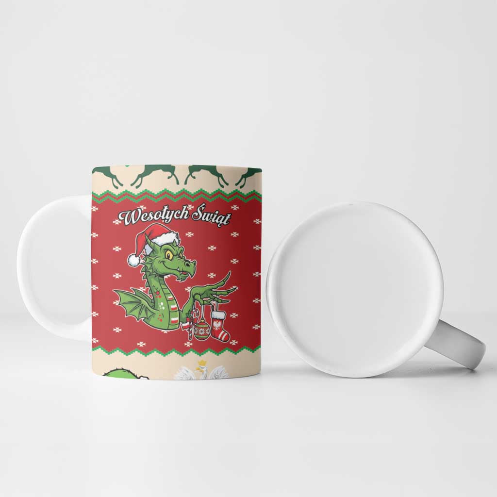 Poland Dinosaur Christmas Ceramic Mug Polish Smok Wawelski Wesołych Swiat - Wonder Print Shop