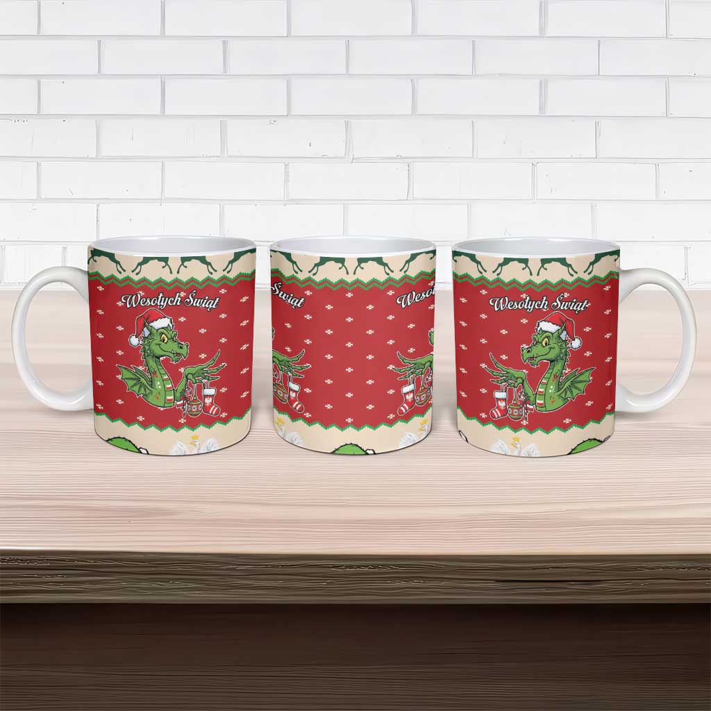 Poland Dinosaur Christmas Ceramic Mug Polish Smok Wawelski Wesołych Swiat - Wonder Print Shop