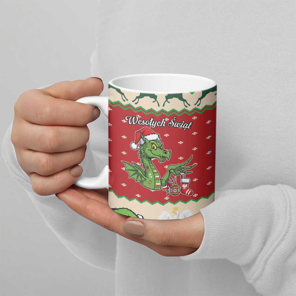 Poland Dinosaur Christmas Ceramic Mug Polish Smok Wawelski Wesołych Swiat - Wonder Print Shop