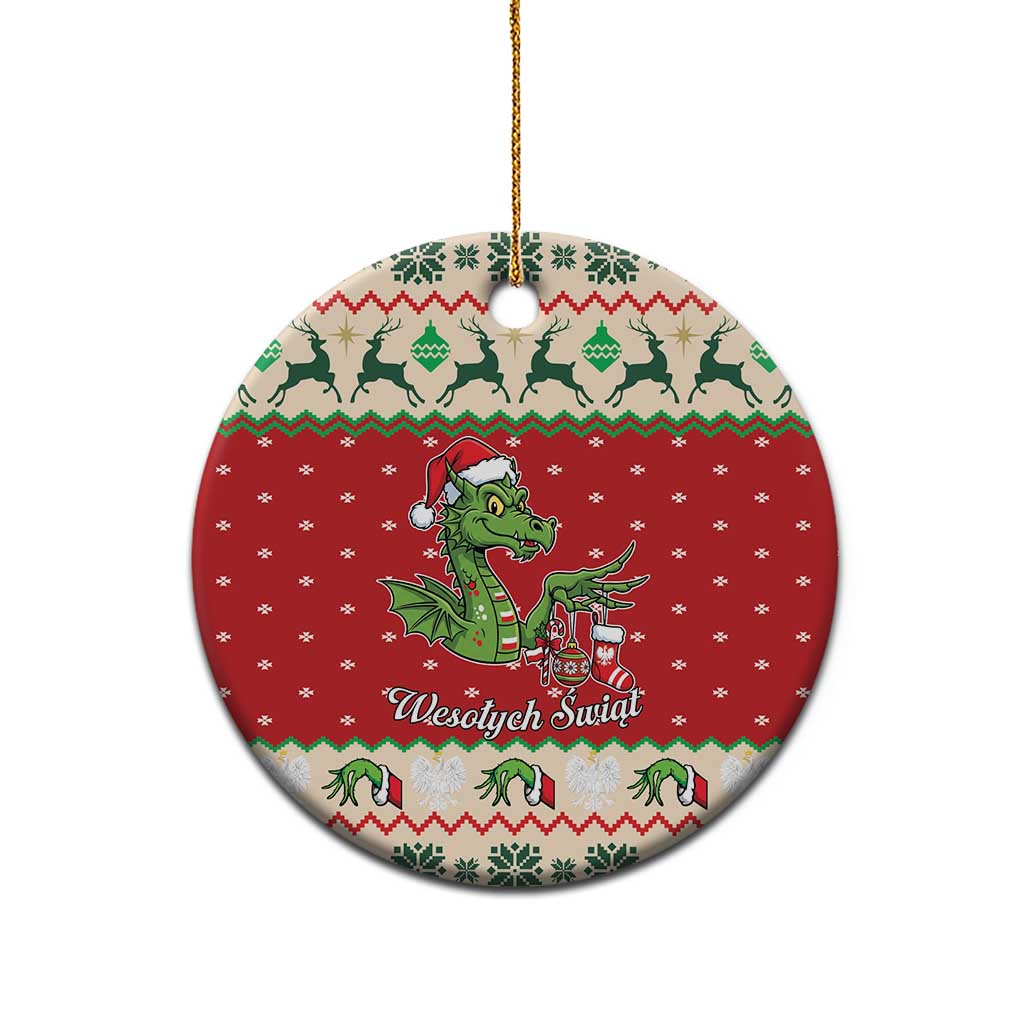 Poland Dinosaur Christmas Ceramic Ornament Polish Smok Wawelski Wesołych Swiat - Wonder Print Shop