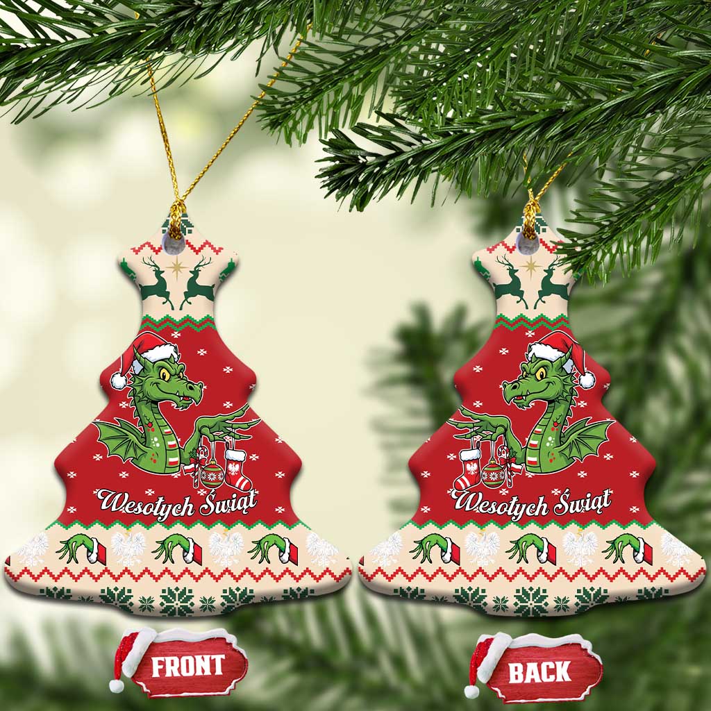 Poland Dinosaur Christmas Ceramic Ornament Polish Smok Wawelski Wesołych Swiat - Wonder Print Shop