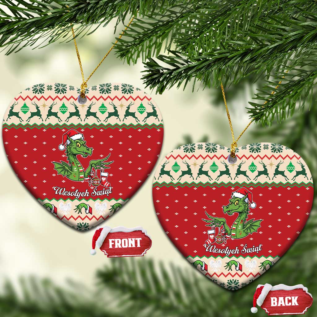 Poland Dinosaur Christmas Ceramic Ornament Polish Smok Wawelski Wesołych Swiat - Wonder Print Shop