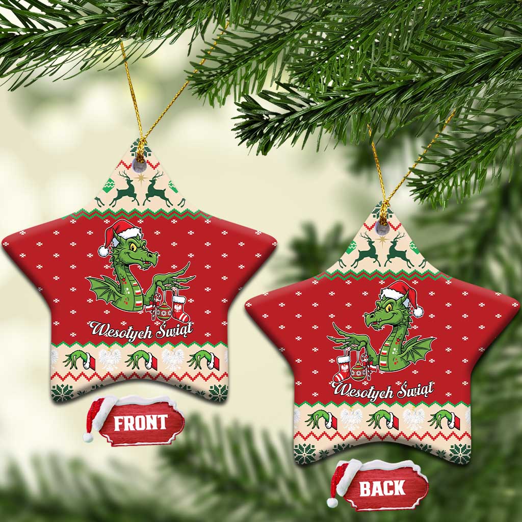 Poland Dinosaur Christmas Ceramic Ornament Polish Smok Wawelski Wesołych Swiat - Wonder Print Shop