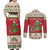 Poland Dinosaur Christmas Couples Matching Off Shoulder Maxi Dress and Long Sleeve Button Shirt Polish Smok Wawelski Wesołych Swiat - Wonder Print Shop