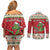 Poland Dinosaur Christmas Couples Matching Off Shoulder Short Dress and Long Sleeve Button Shirt Polish Smok Wawelski Wesołych Swiat - Wonder Print Shop