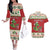 Poland Dinosaur Christmas Couples Matching Off The Shoulder Long Sleeve Dress and Hawaiian Shirt Polish Smok Wawelski Wesołych Swiat - Wonder Print Shop