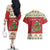 Poland Dinosaur Christmas Couples Matching Off The Shoulder Long Sleeve Dress and Hawaiian Shirt Polish Smok Wawelski Wesołych Swiat - Wonder Print Shop