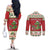 Poland Dinosaur Christmas Couples Matching Off The Shoulder Long Sleeve Dress and Long Sleeve Button Shirt Polish Smok Wawelski Wesołych Swiat - Wonder Print Shop