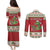 Poland Dinosaur Christmas Couples Matching Puletasi and Long Sleeve Button Shirt Polish Smok Wawelski Wesołych Swiat - Wonder Print Shop