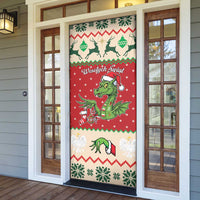 Poland Dinosaur Christmas Door Cover Polish Smok Wawelski Wesołych Swiat - Wonder Print Shop