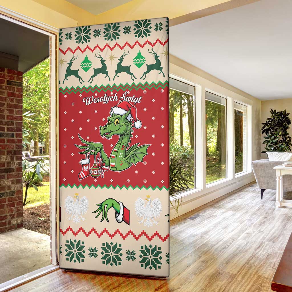 Poland Dinosaur Christmas Door Cover Polish Smok Wawelski Wesołych Swiat - Wonder Print Shop