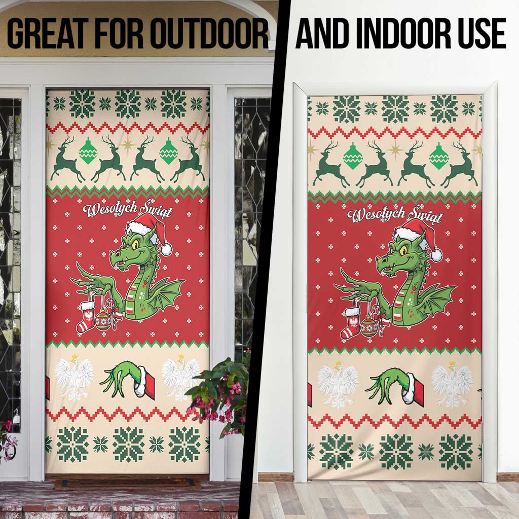 Poland Dinosaur Christmas Door Cover Polish Smok Wawelski Wesołych Swiat - Wonder Print Shop