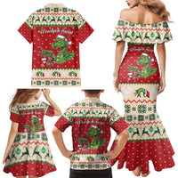 Poland Dinosaur Christmas Family Matching Mermaid Dress and Hawaiian Shirt Polish Smok Wawelski Wesołych Swiat - Wonder Print Shop