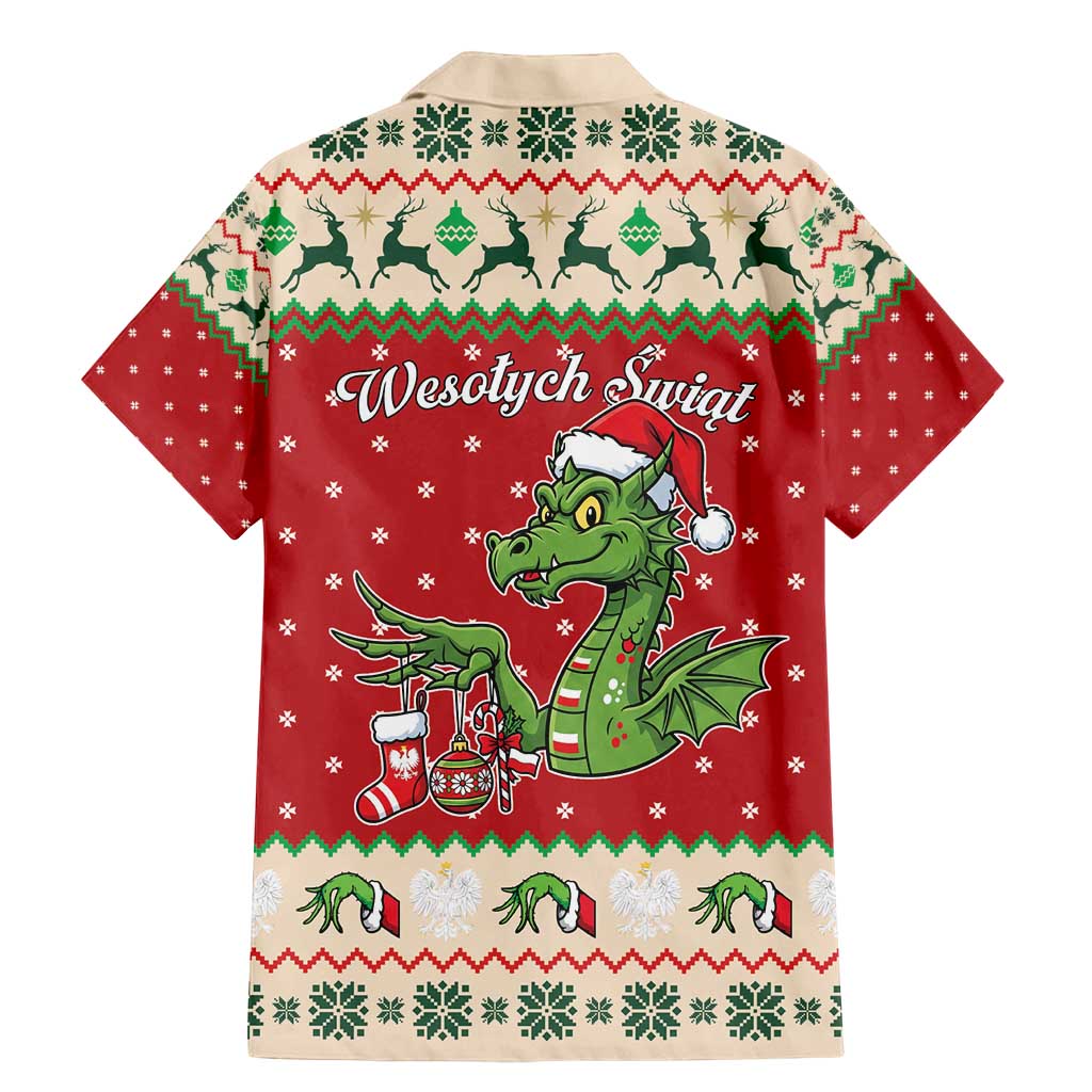 Poland Dinosaur Christmas Family Matching Mermaid Dress and Hawaiian Shirt Polish Smok Wawelski Wesołych Swiat - Wonder Print Shop