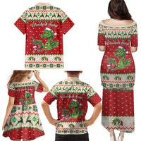 Poland Dinosaur Christmas Family Matching Puletasi and Hawaiian Shirt Polish Smok Wawelski Wesołych Swiat - Wonder Print Shop