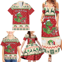 Poland Dinosaur Christmas Family Matching Summer Maxi Dress and Hawaiian Shirt Polish Smok Wawelski Wesołych Swiat - Wonder Print Shop