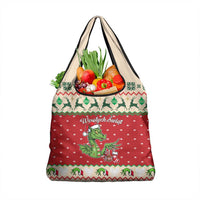 Poland Dinosaur Christmas Grocery Bag Polish Smok Wawelski Wesołych Swiat - Wonder Print Shop