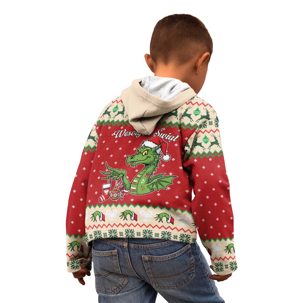 Poland Dinosaur Christmas Kid Hoodie Polish Smok Wawelski Wesołych Swiat - Wonder Print Shop