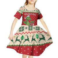 Poland Dinosaur Christmas Kid Short Sleeve Dress Polish Smok Wawelski Wesołych Swiat - Wonder Print Shop
