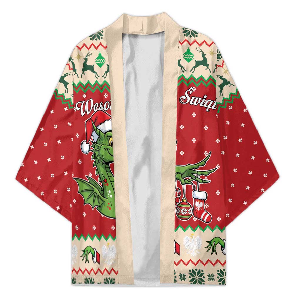 Poland Dinosaur Christmas Kimono Polish Smok Wawelski Wesołych Swiat - Wonder Print Shop