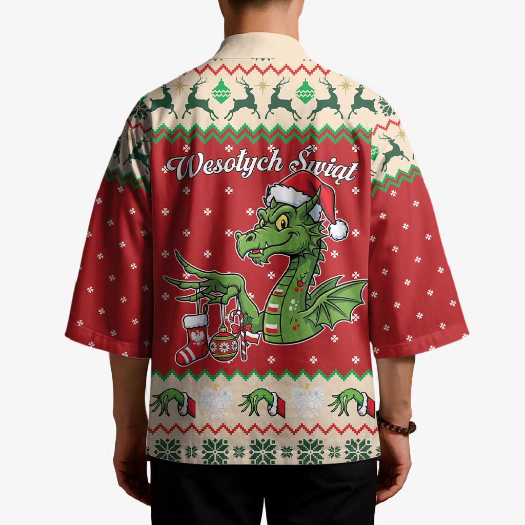 Poland Dinosaur Christmas Kimono Polish Smok Wawelski Wesołych Swiat - Wonder Print Shop