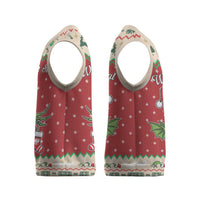 Poland Dinosaur Christmas Knitted V-Neck Vest Polish Smok Wawelski Wesołych Swiat - Wonder Print Shop