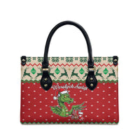 Poland Dinosaur Christmas Leather Bag Polish Smok Wawelski Wesołych Swiat - Wonder Print Shop
