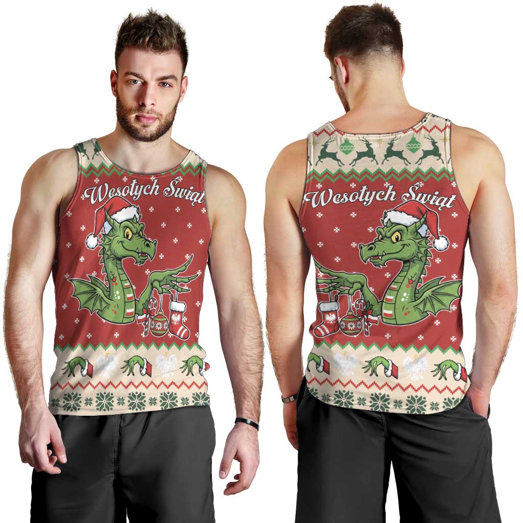 Poland Dinosaur Christmas Men Tank Top Polish Smok Wawelski Wesołych Swiat - Wonder Print Shop