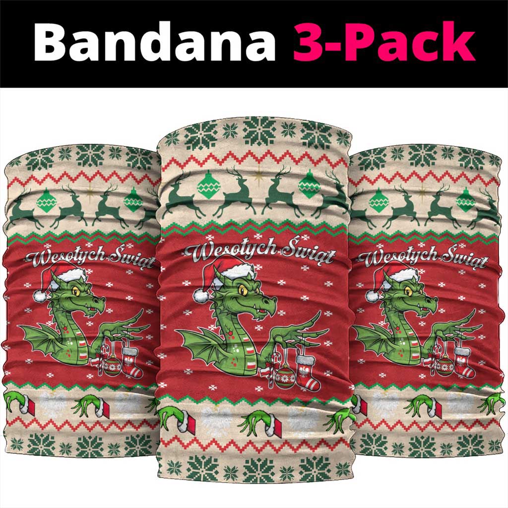 Poland Dinosaur Christmas Neck Gaiter Polish Smok Wawelski Wesołych Swiat - Wonder Print Shop