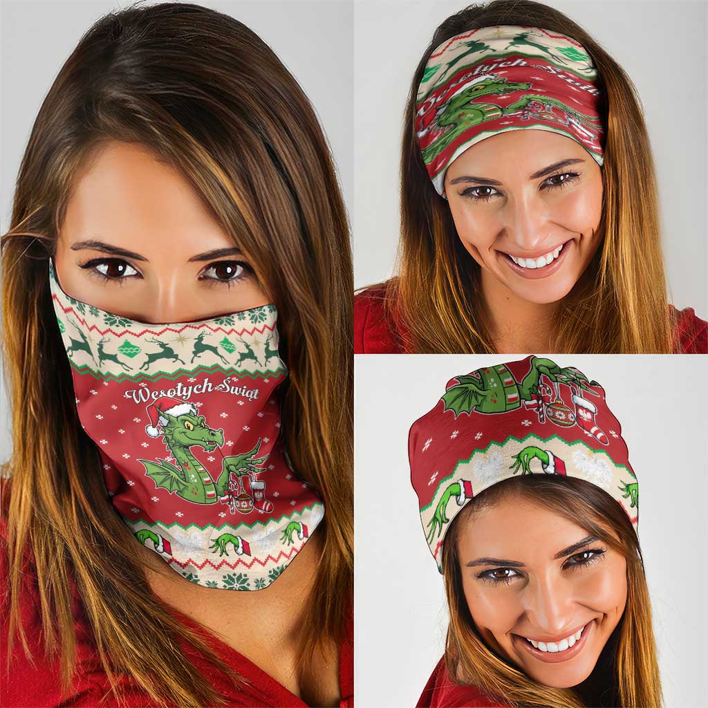 Poland Dinosaur Christmas Neck Gaiter Polish Smok Wawelski Wesołych Swiat - Wonder Print Shop