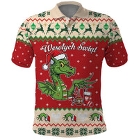 Poland Dinosaur Christmas Polo Shirt Polish Smok Wawelski Wesołych Swiat - Wonder Print Shop