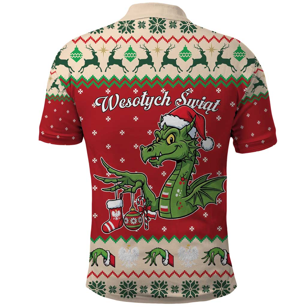 Poland Dinosaur Christmas Polo Shirt Polish Smok Wawelski Wesołych Swiat - Wonder Print Shop