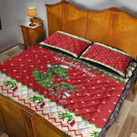 Poland Dinosaur Christmas Quilt Bed Set Polish Smok Wawelski Wesołych Swiat - Wonder Print Shop