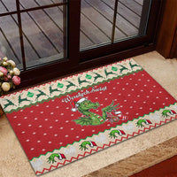 Poland Dinosaur Christmas Rubber Doormat Polish Smok Wawelski Wesołych Swiat - Wonder Print Shop