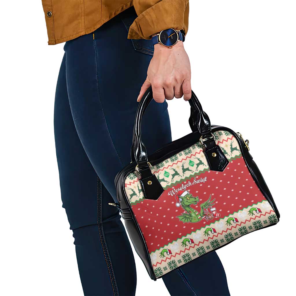 Poland Dinosaur Christmas Shoulder Handbag Polish Smok Wawelski Wesołych Swiat - Wonder Print Shop