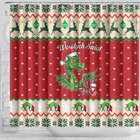 Poland Dinosaur Christmas Shower Curtain Polish Smok Wawelski Wesołych Swiat - Wonder Print Shop