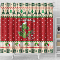 Poland Dinosaur Christmas Shower Curtain Polish Smok Wawelski Wesołych Swiat - Wonder Print Shop