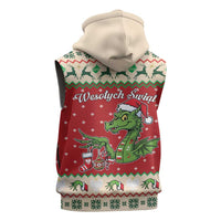 Poland Dinosaur Christmas Sleeveless Hoodie Polish Smok Wawelski Wesołych Swiat - Wonder Print Shop