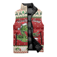 Poland Dinosaur Christmas Sleeveless Puffer Jacket Polish Smok Wawelski Wesołych Swiat - Wonder Print Shop