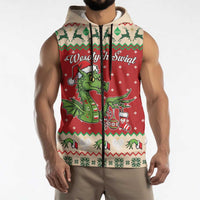 Poland Dinosaur Christmas Sleeveless Zip Hoodie Polish Smok Wawelski Wesołych Swiat - Wonder Print Shop