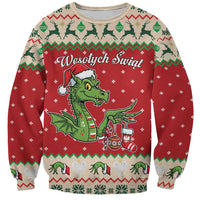 Poland Dinosaur Christmas Sweatshirt Polish Smok Wawelski Wesołych Swiat - Wonder Print Shop