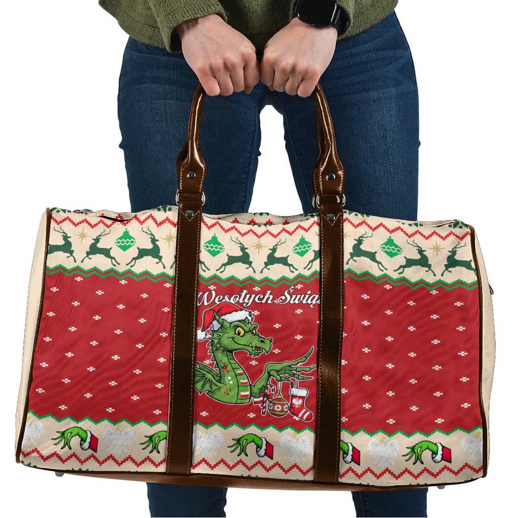 Poland Dinosaur Christmas Travel Bag Polish Smok Wawelski Wesołych Swiat - Wonder Print Shop