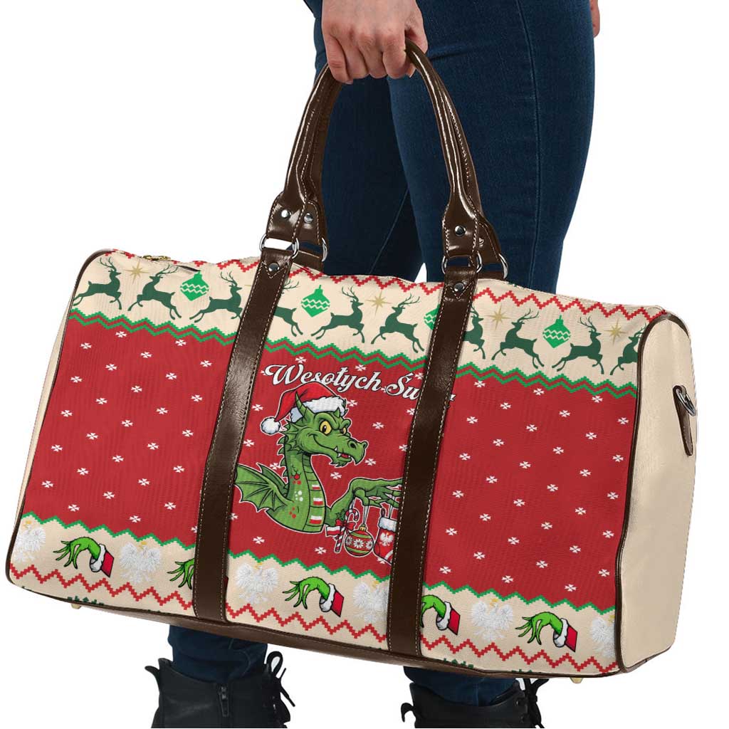 Poland Dinosaur Christmas Travel Bag Polish Smok Wawelski Wesołych Swiat - Wonder Print Shop