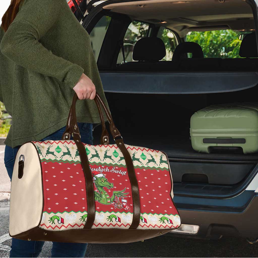 Poland Dinosaur Christmas Travel Bag Polish Smok Wawelski Wesołych Swiat - Wonder Print Shop