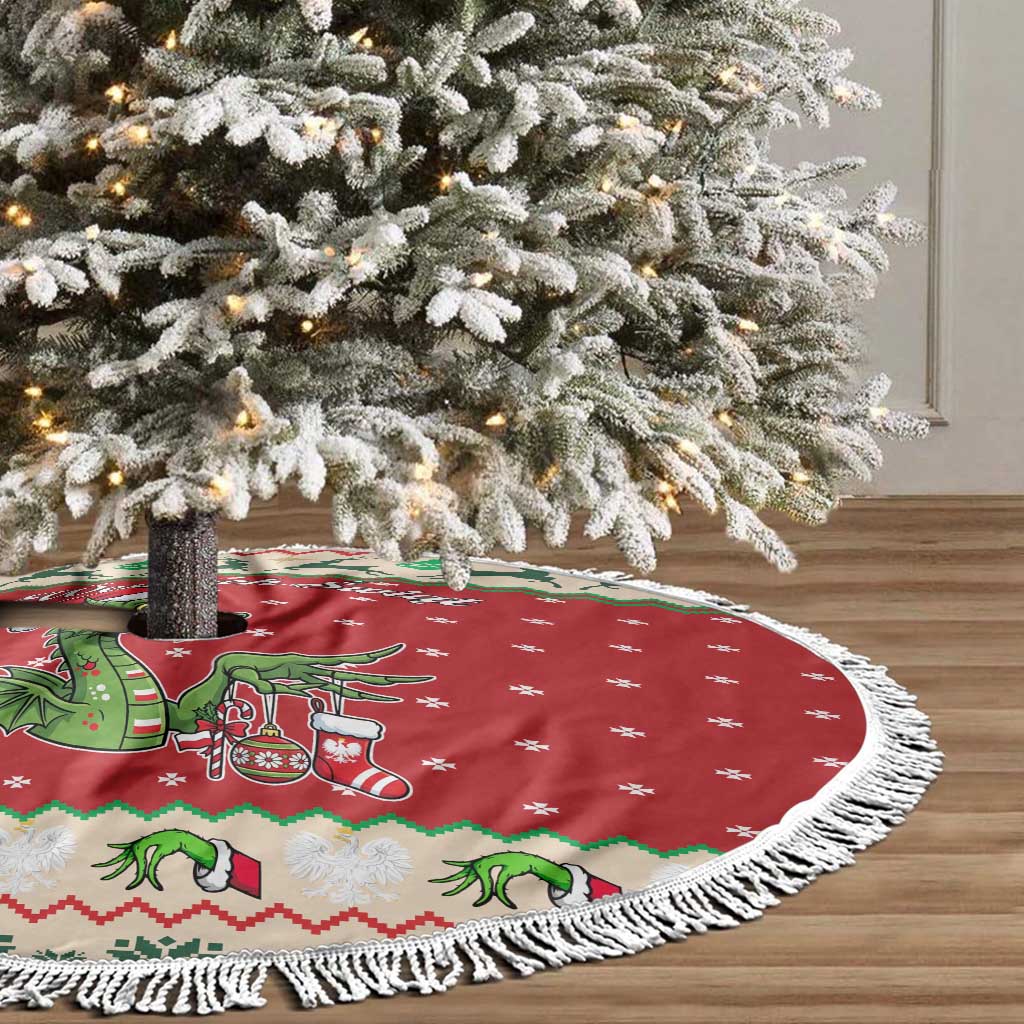 Poland Dinosaur Christmas Tree Skirt Polish Smok Wawelski Wesołych Swiat - Wonder Print Shop