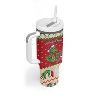 Poland Dinosaur Christmas Tumbler With Handle Polish Smok Wawelski Wesołych Swiat - Wonder Print Shop