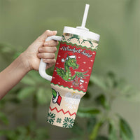 Poland Dinosaur Christmas Tumbler With Handle Polish Smok Wawelski Wesołych Swiat - Wonder Print Shop