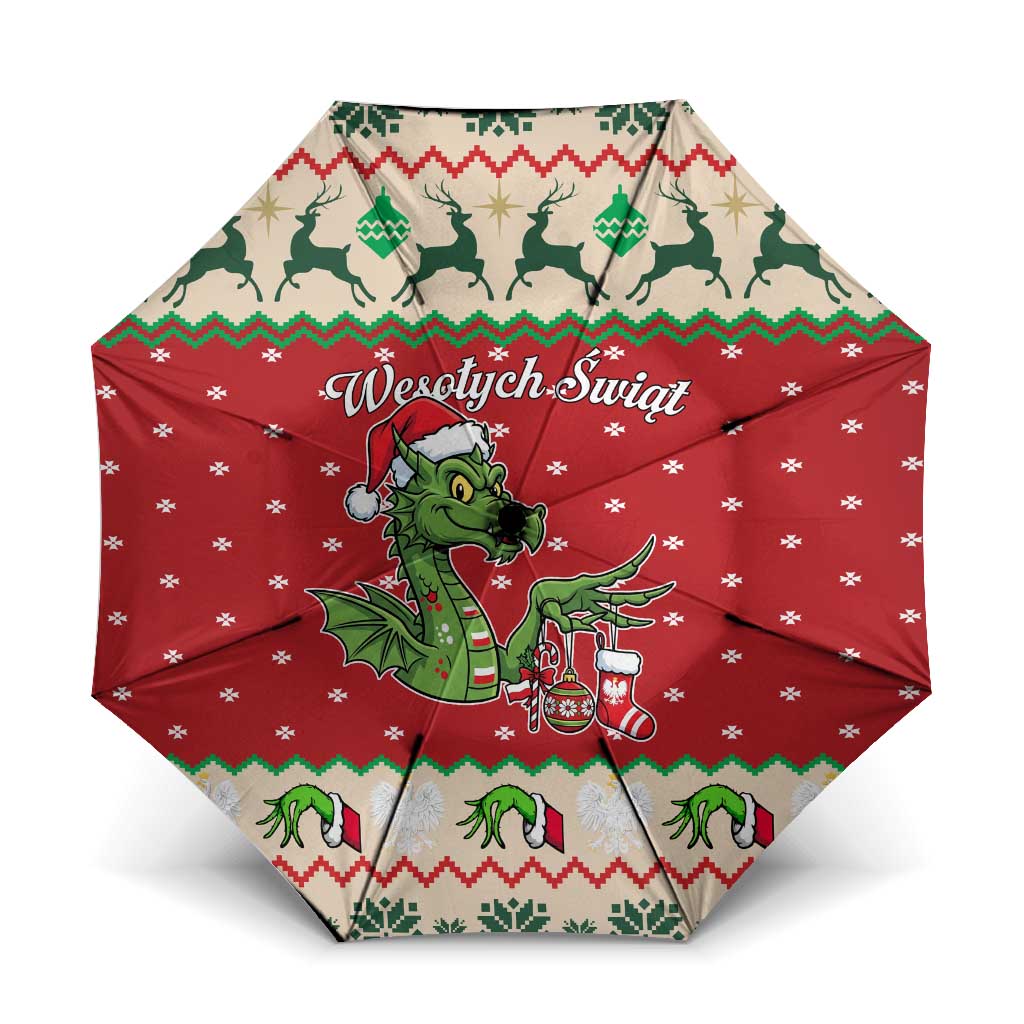 Poland Dinosaur Christmas Umbrella Polish Smok Wawelski Wesołych Swiat - Wonder Print Shop